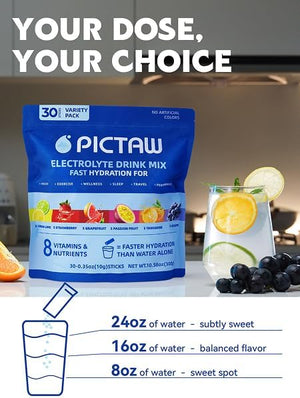Pictaw Lemon Lime Electrolytes Powder Packets - Hydration Packets
