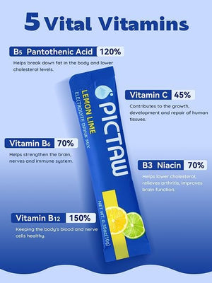 Pictaw Variety Pack- 6 Flavors Electrolytes Powder Packets, Hydration Packets Variety 30 Stick Packs