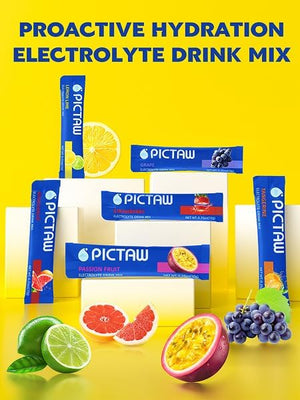Pictaw Variety Pack- 6 Flavors Electrolytes Powder Packets, Hydration Packets Variety 30 Stick Packs
